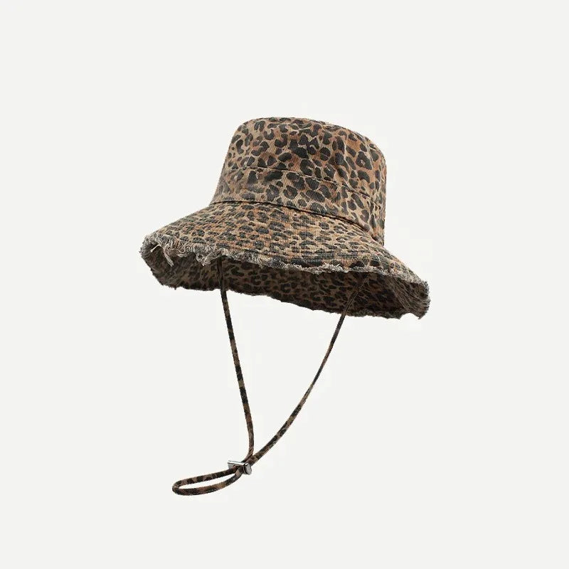 Leopard Punk Large Brim Bucket Hat