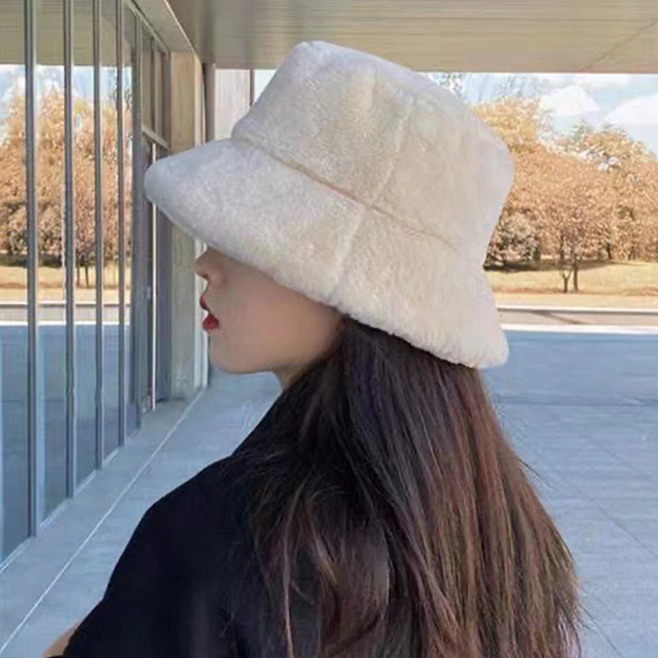 Vintage Leopard Plush Fur Winter Bucket Hat