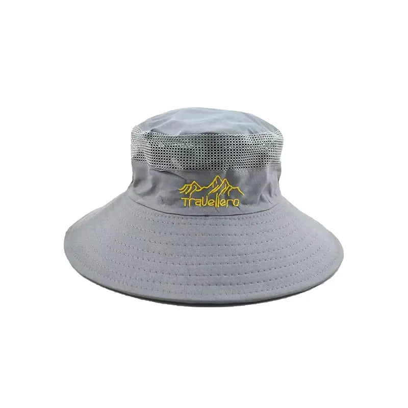 Embroidered Mesh Sun Bucket Hat