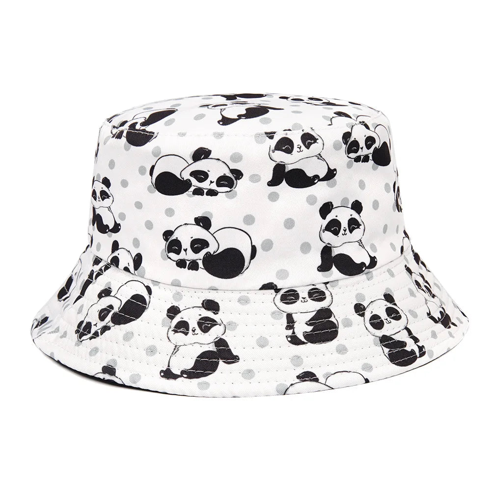 Kids Reversible Cartoon Panda Bucket Hat