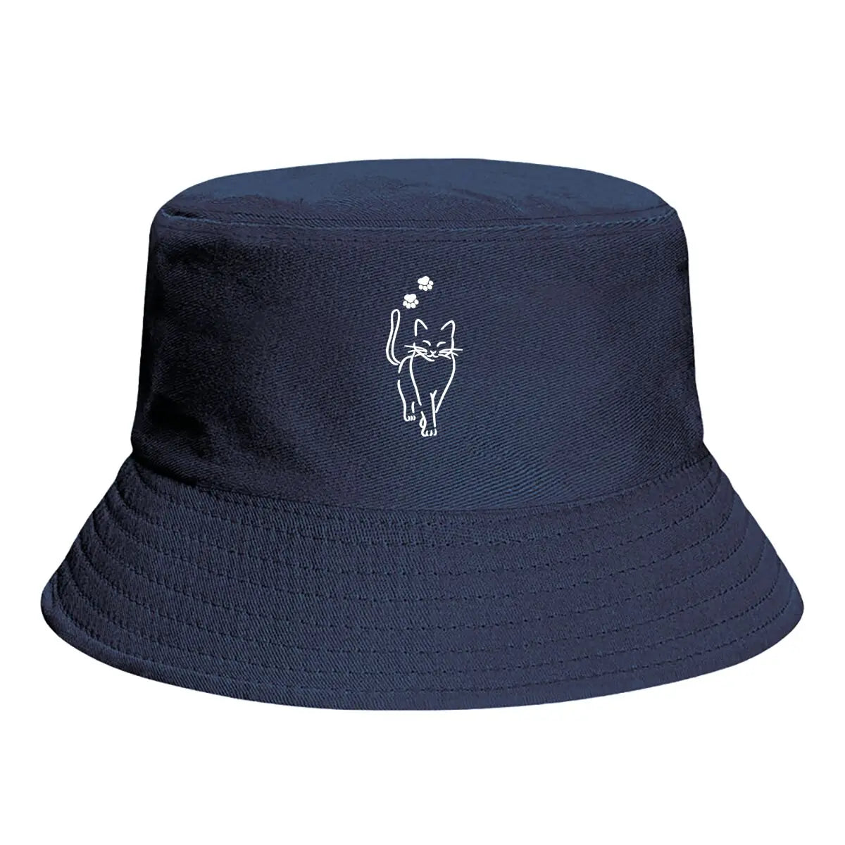 Cat Silhouette Graphic Minimalist Design Casual Bucket Hat