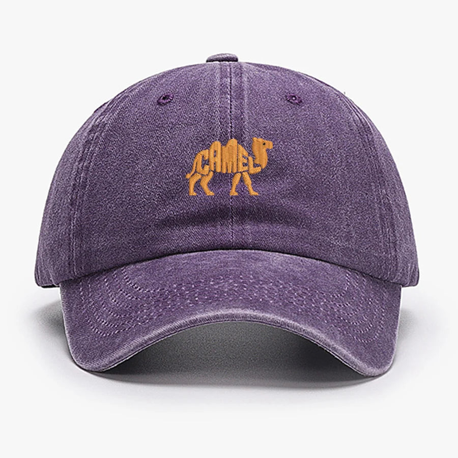 Camel Embroidered Vintage Cotton Baseball Cap
