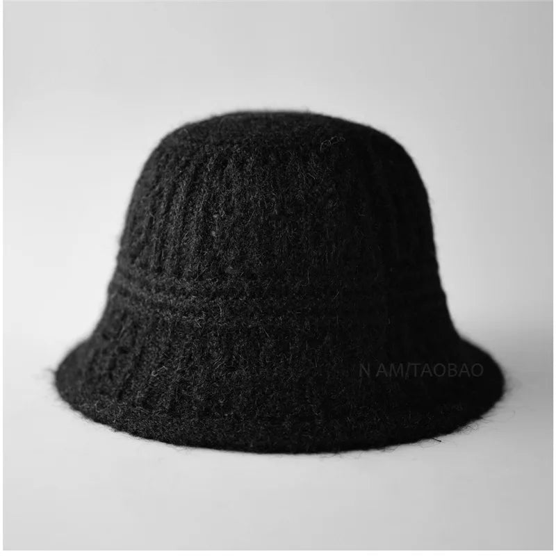Hollow Knit Winter Bucket Hat