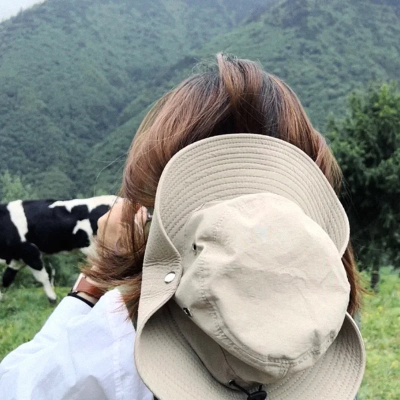 Summer Men Bucket Hat Outdoor UV Protection Wide