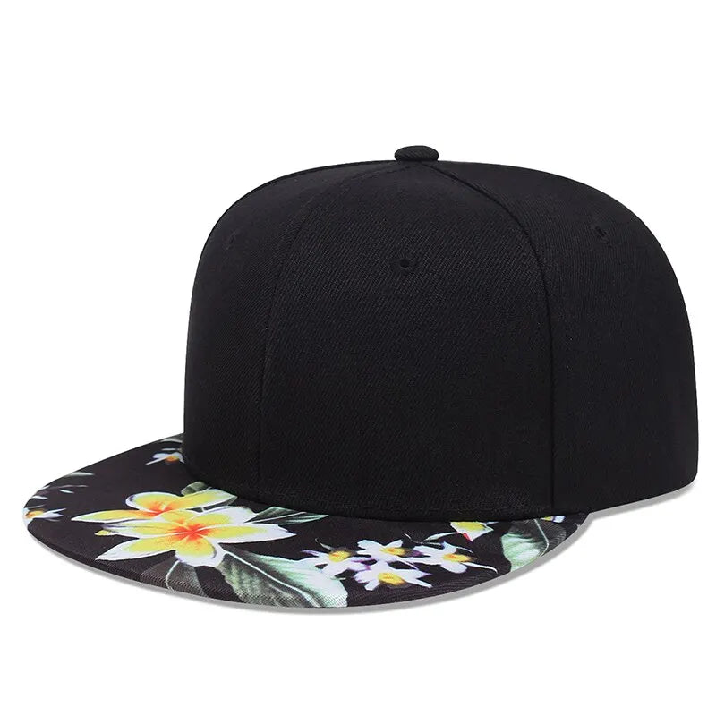 Unisex Flower Pattern Hip-hop Snapback Baseball Cap