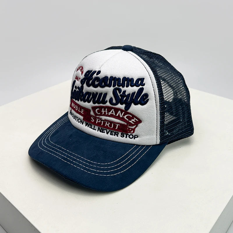American Vintage Embbroidered Letter Trucker Baseball Cap