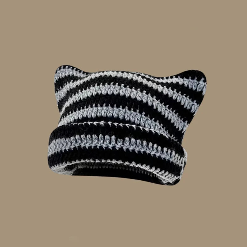Little Devil Striped Cat Ear Bucket Hat