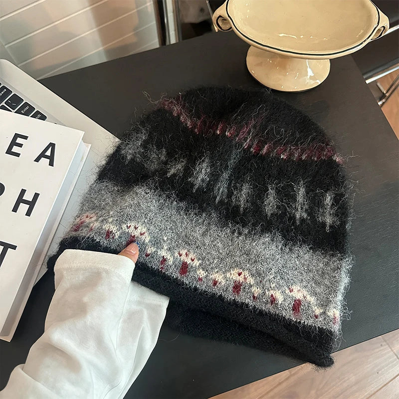 Women's Fair Isle Cuffed Winter Knit Bucket Hat
