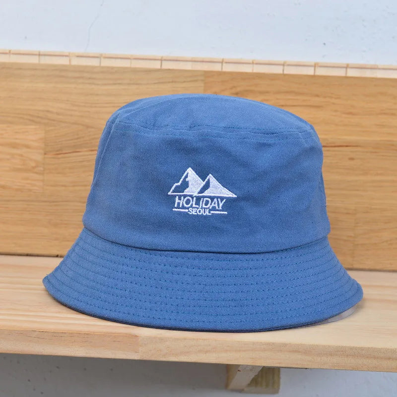 Embroidery Cotton Solid Color Bucket Hat