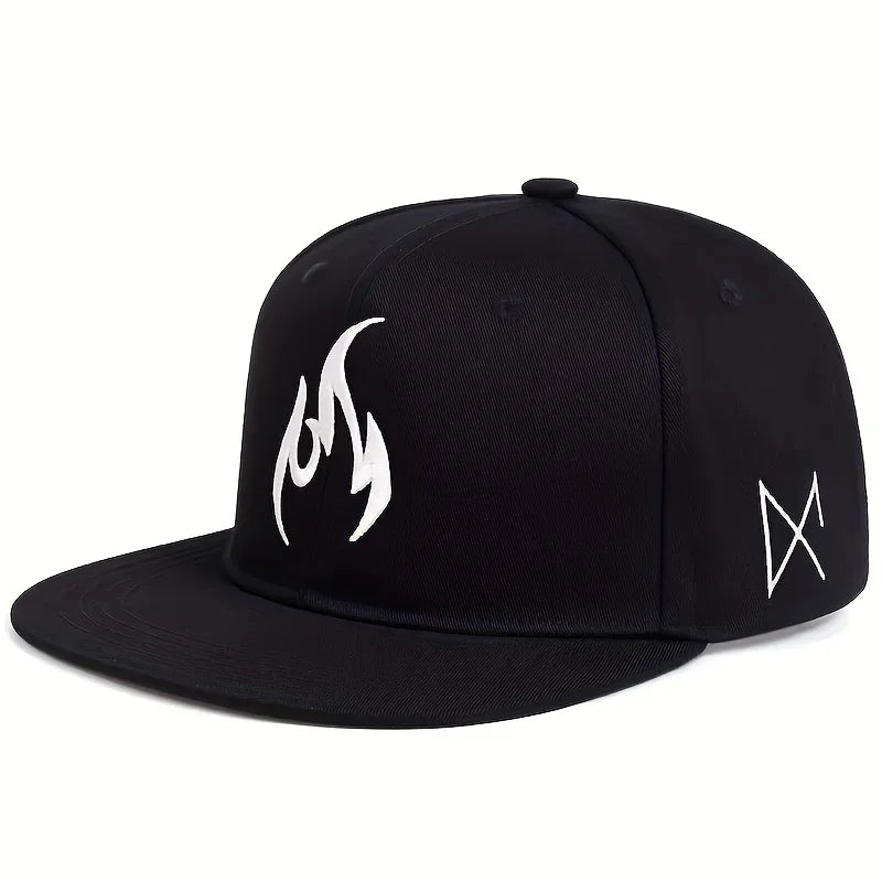 Flame Embroidery Hip Hop Snapback Cap