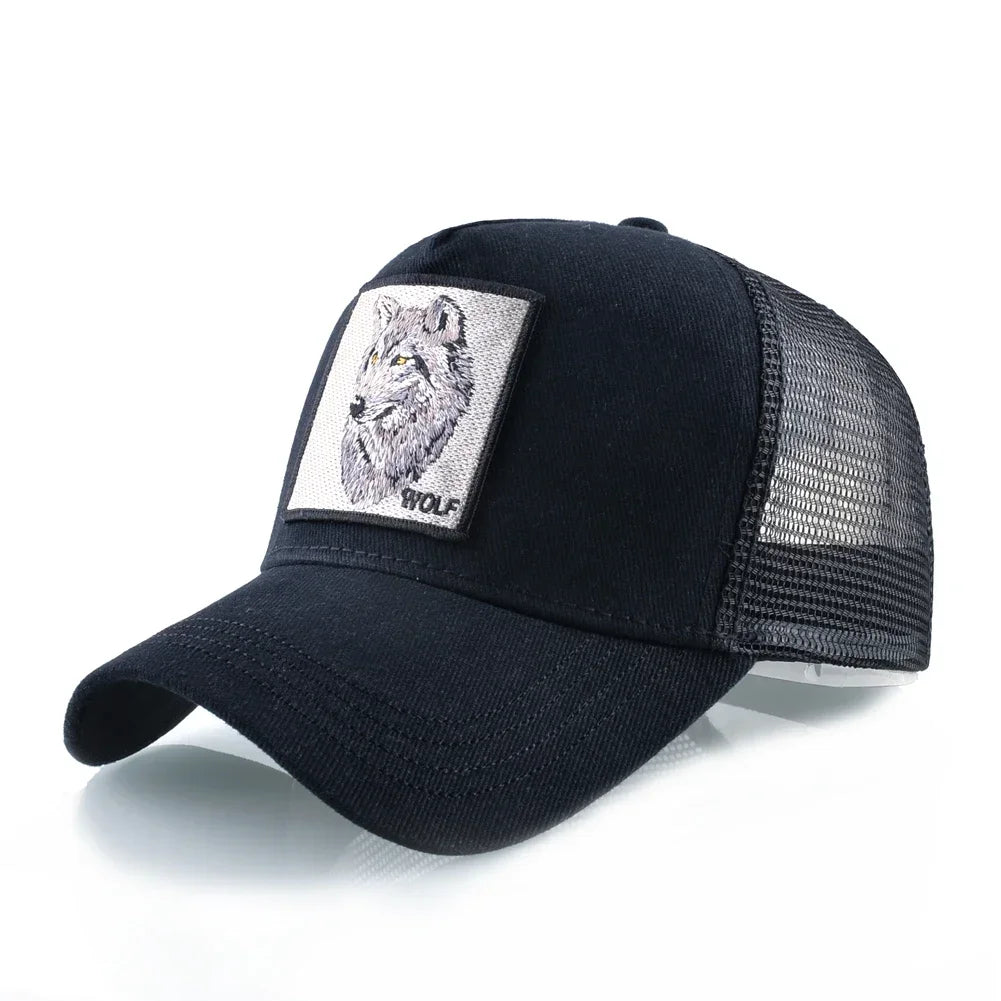 Embroidered Wolf Patch Snapback Baseball Cap