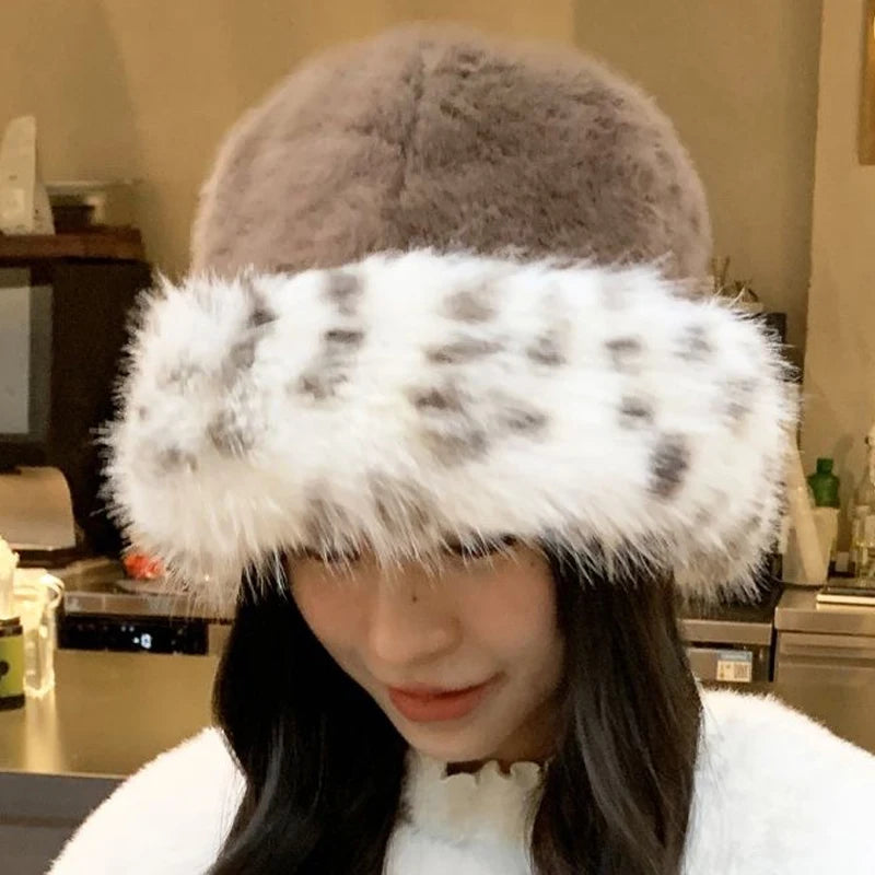 Mongolian Plush Fur Winter Bucket Hat