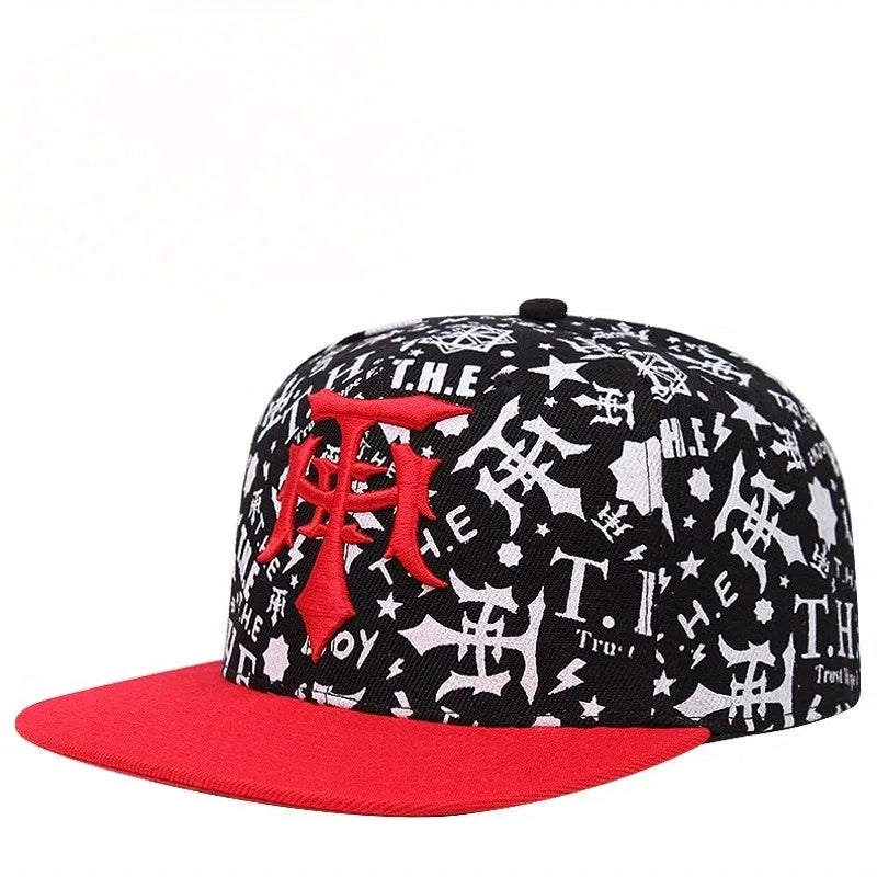 Trendy Embroidered Flat Brim Hip Hop Baseball Cap