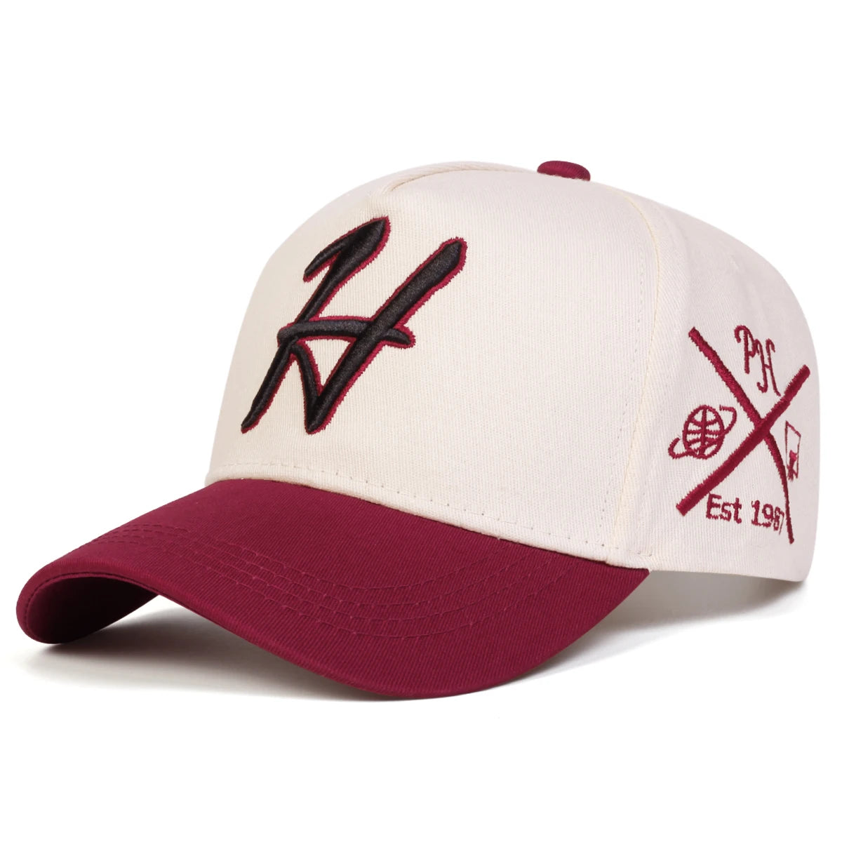 Unisex H Letter Embroidered Baseball Caps