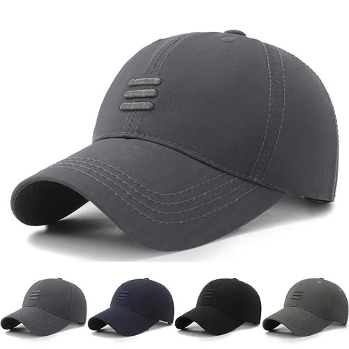Three Horizontal Lines Embroidery Baseball Caps