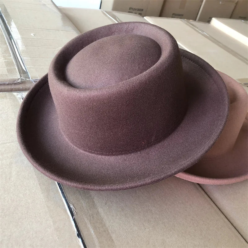Men Women Autumn Winter Pork Pie Fedora Jazz Hat