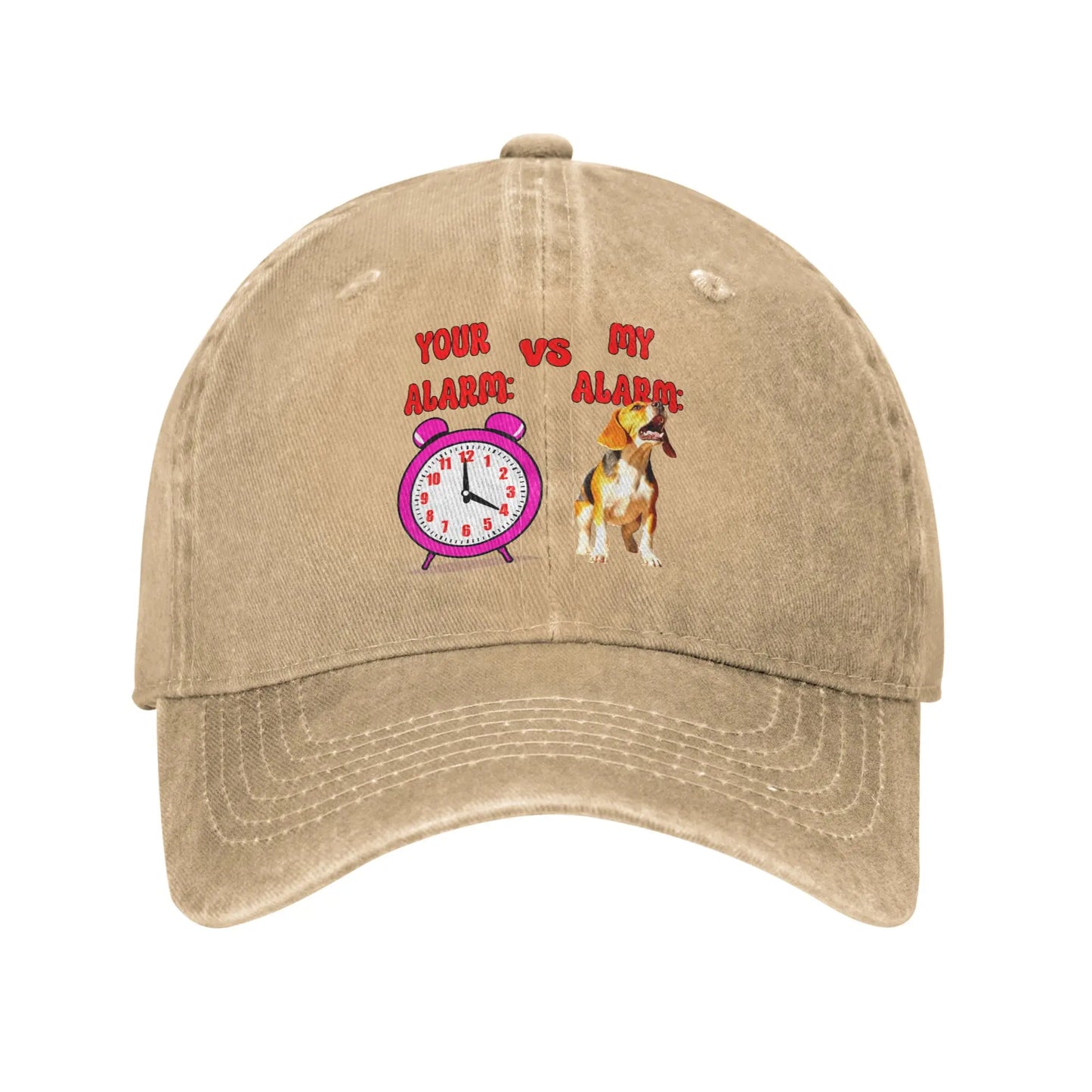 Your Alarm Vs My Alarm Beagle Distressed Denim Baseball Cap