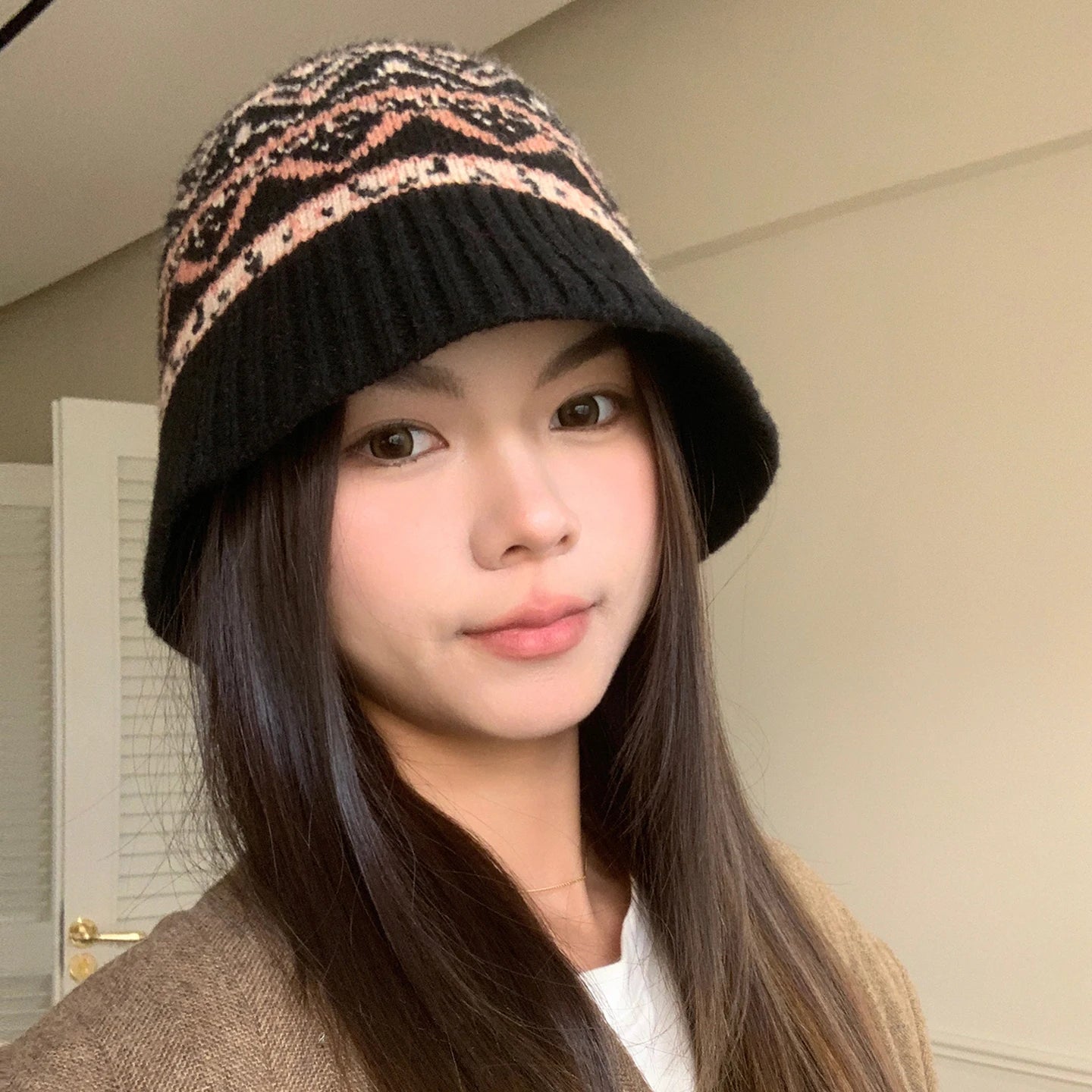 Fair Isle Wool Knit Winter Bucket Hat