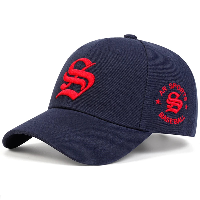 Unisex Gothic S Letter Embroidery Side AR SPORT Baseball Caps