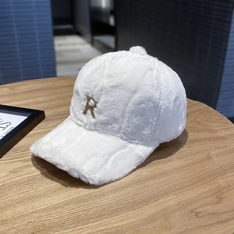 Faux Plush Warm Snapback Baseball Cap