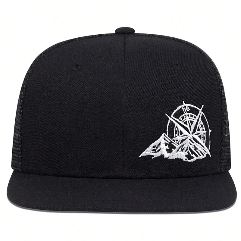 Unisex Compass Mountain Embroidery Hip-hop Net Hats