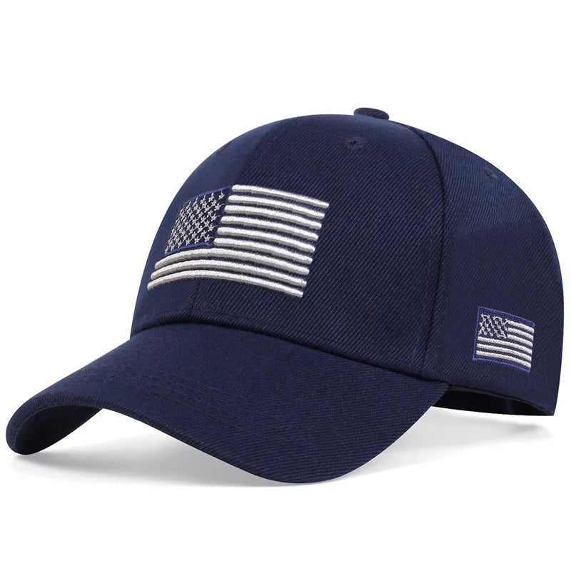 USA Flag Embroidered Solid Color Duckbill Baseball Hat