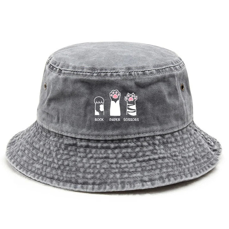 Cute Paw Print Cotton Cat Lover Bucket Hat
