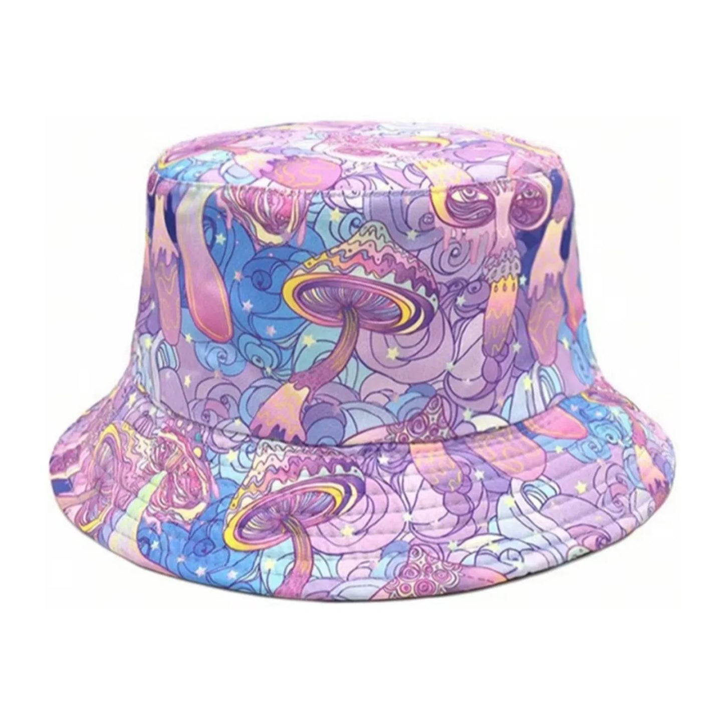 Purple Mushroom Print Double Sided Bucket Hat