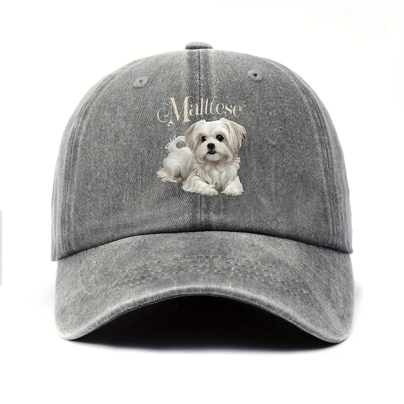 Maltese Dog Print Baseball Cap