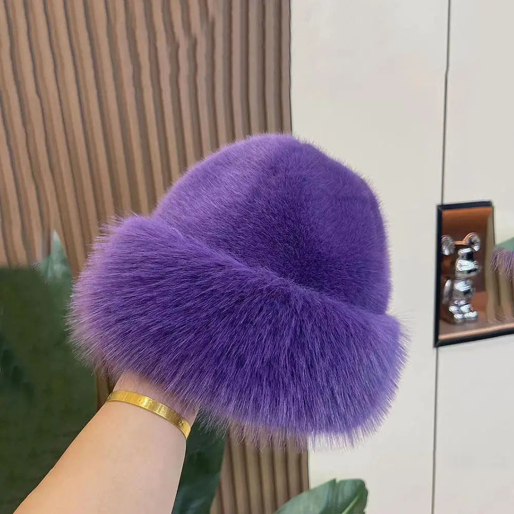 Fluffy Fur Winter Bucket Hat