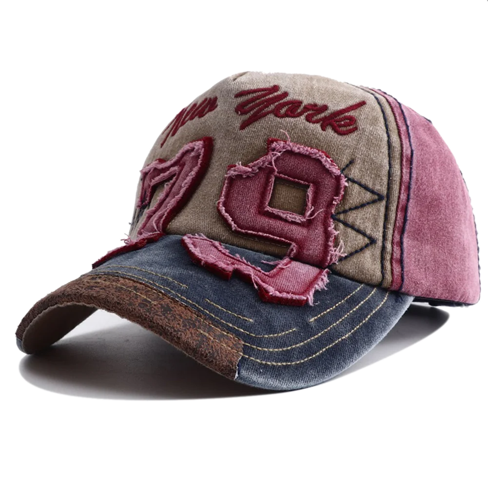 Unisex Washed Cotton Embroidered Letter Baseball Cap