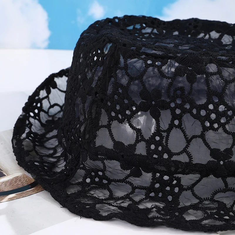 Thin Mesh Lace Flower Fisherman Hat