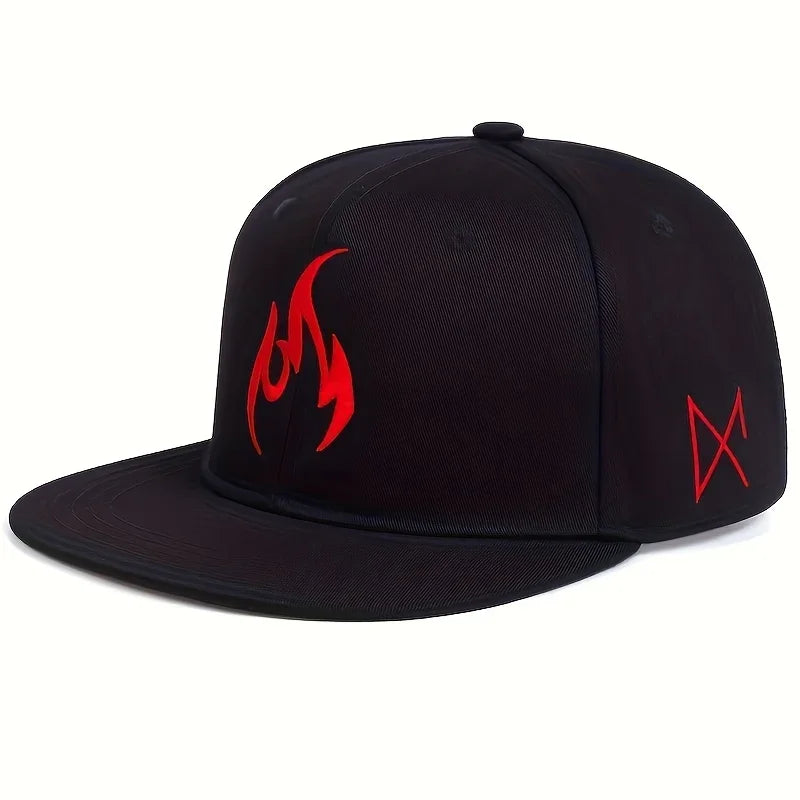 Flame Embroidery Outdoor Sunscreen Snapback Cap
