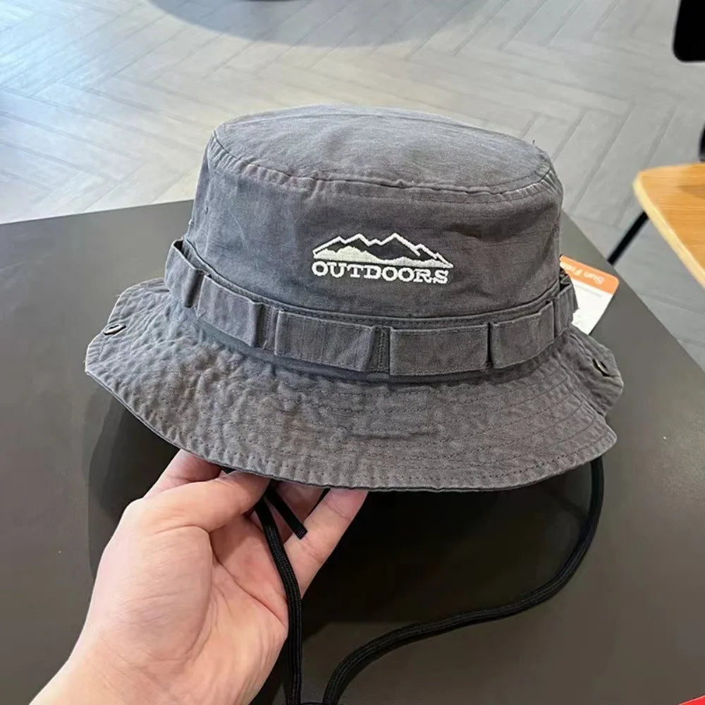 Fashion Mountain Embroidery Sun Protection Bucket Hat