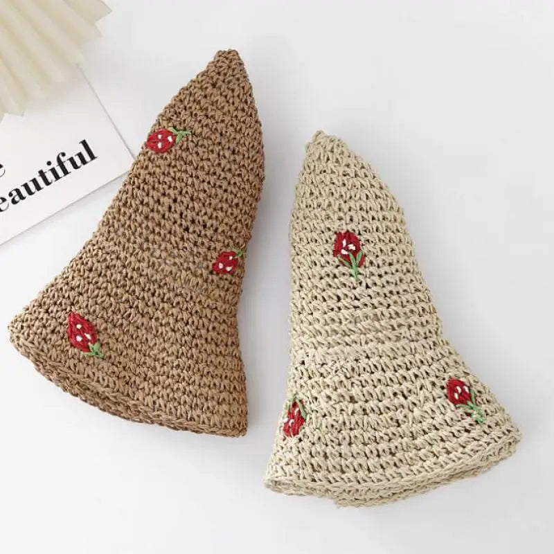 Summer Hat Women Strawberry Pattern Sunscreen