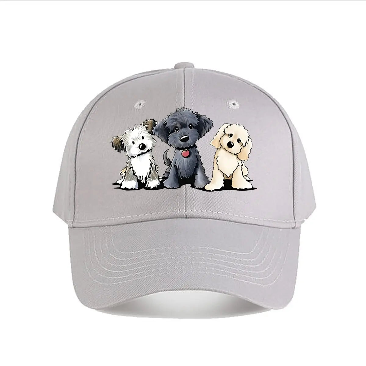 Cute Three Dogs Washed Cotton Snapback Baseball Cap