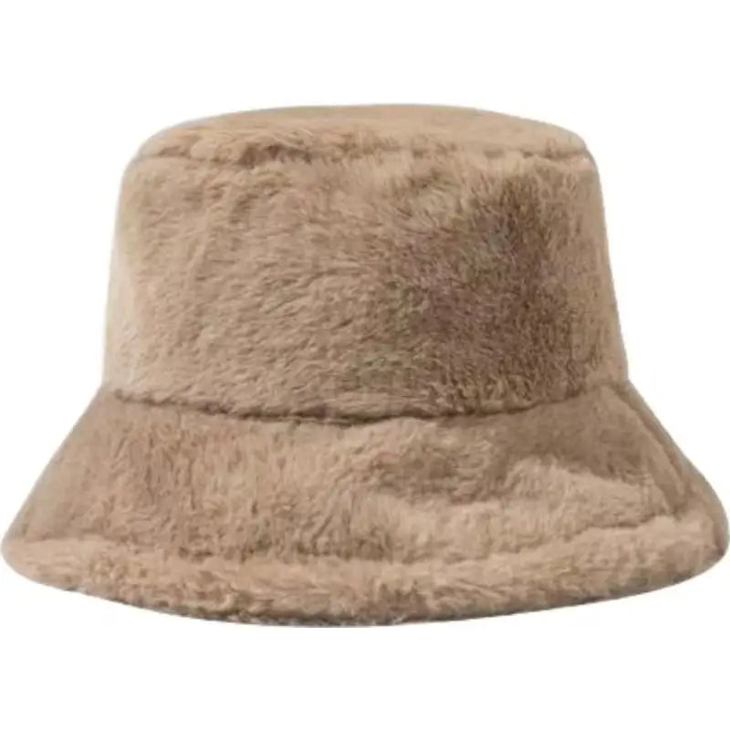 Faux Fur Winter Bucket Hat Women Soft Warm Fisherman Cap