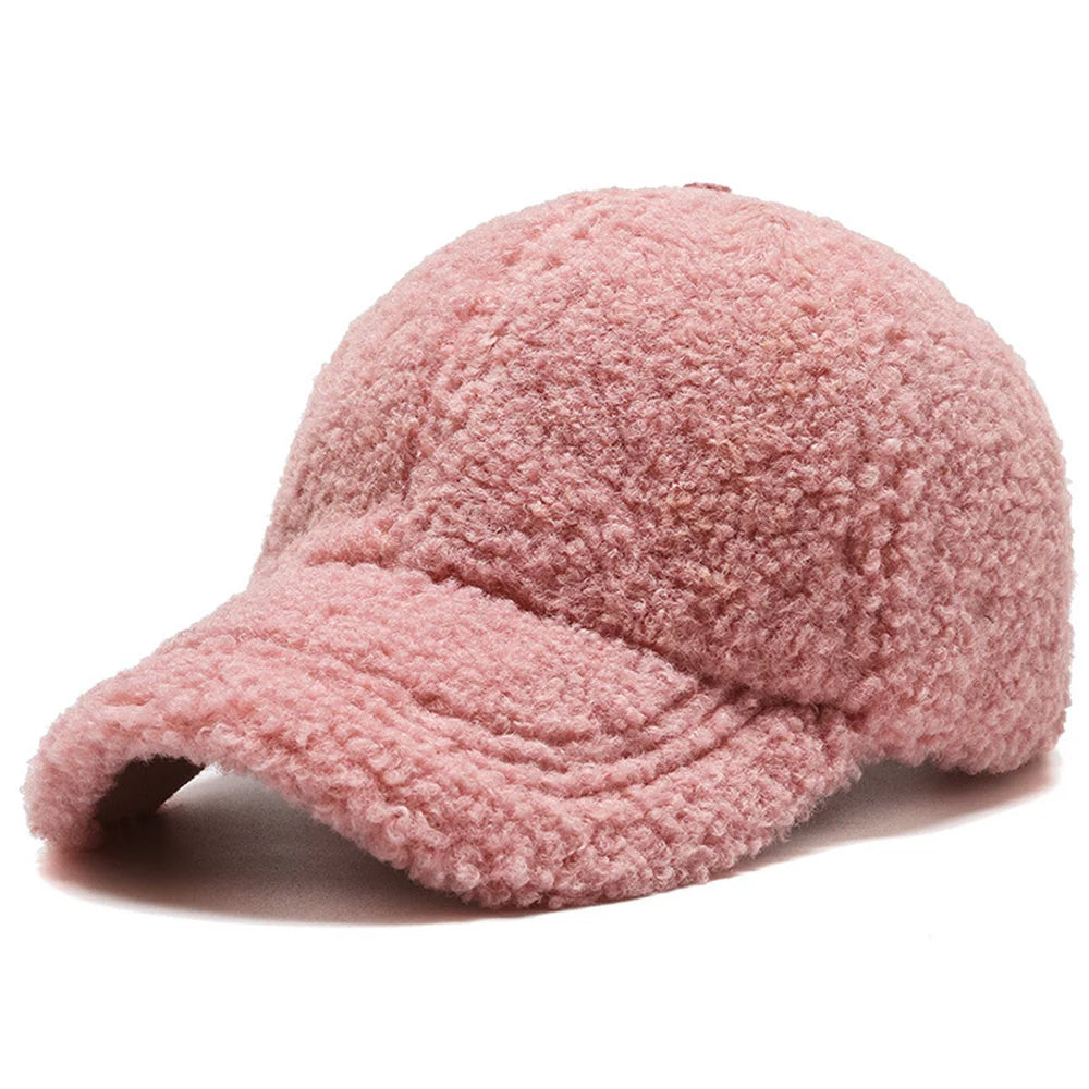 Autumn Winter Lamb Wool Plush Baseball Cap