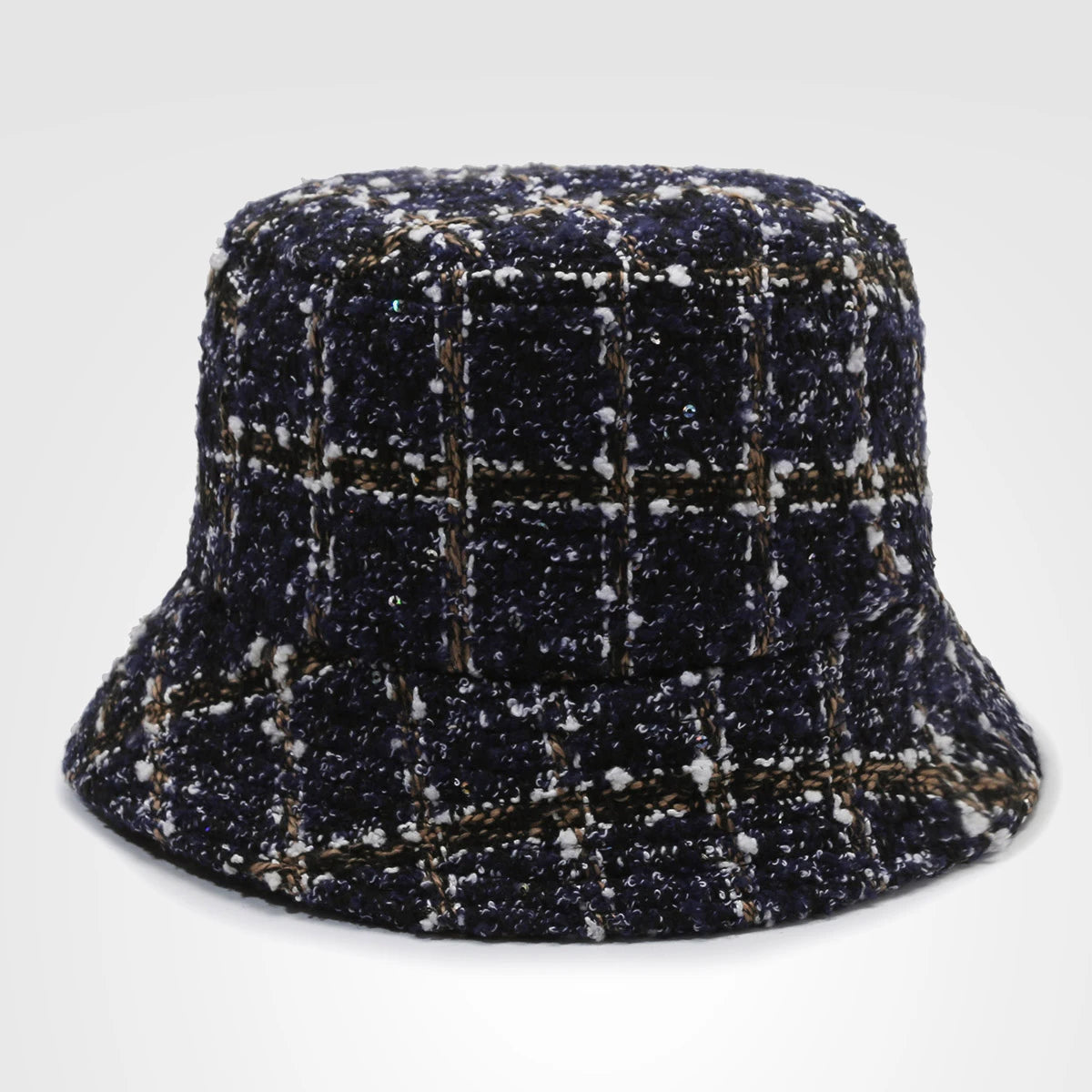 Korean Style Plaid Large Brim Bucket Hat