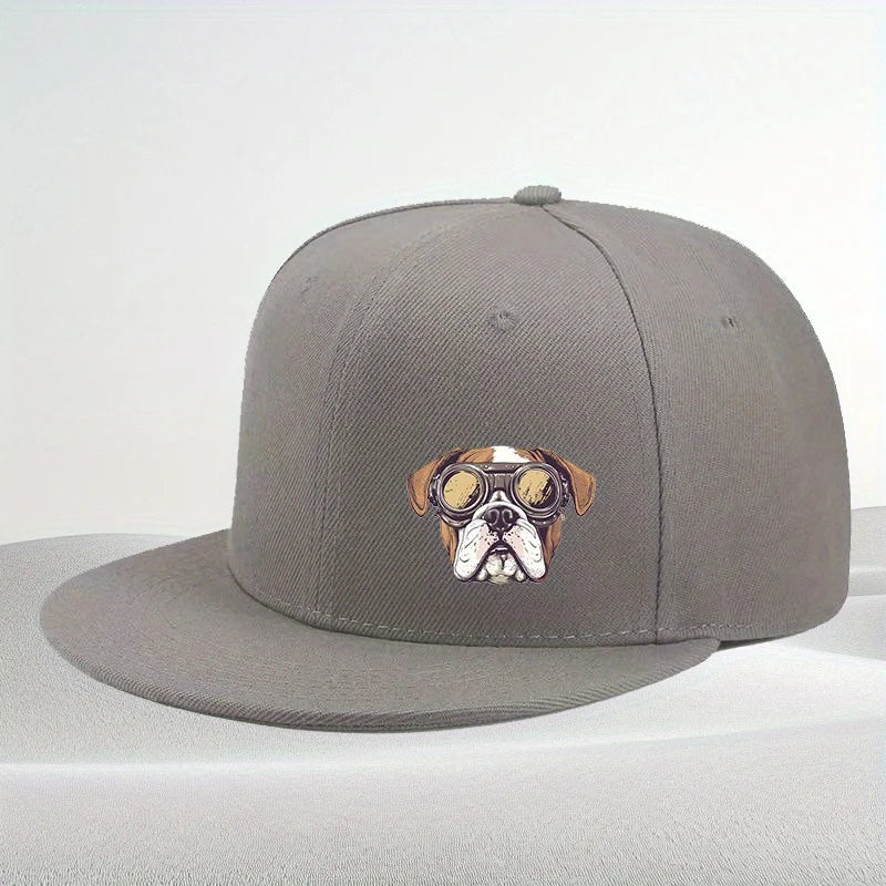 Boxer Dog Pilot Goggles Snapback Cap