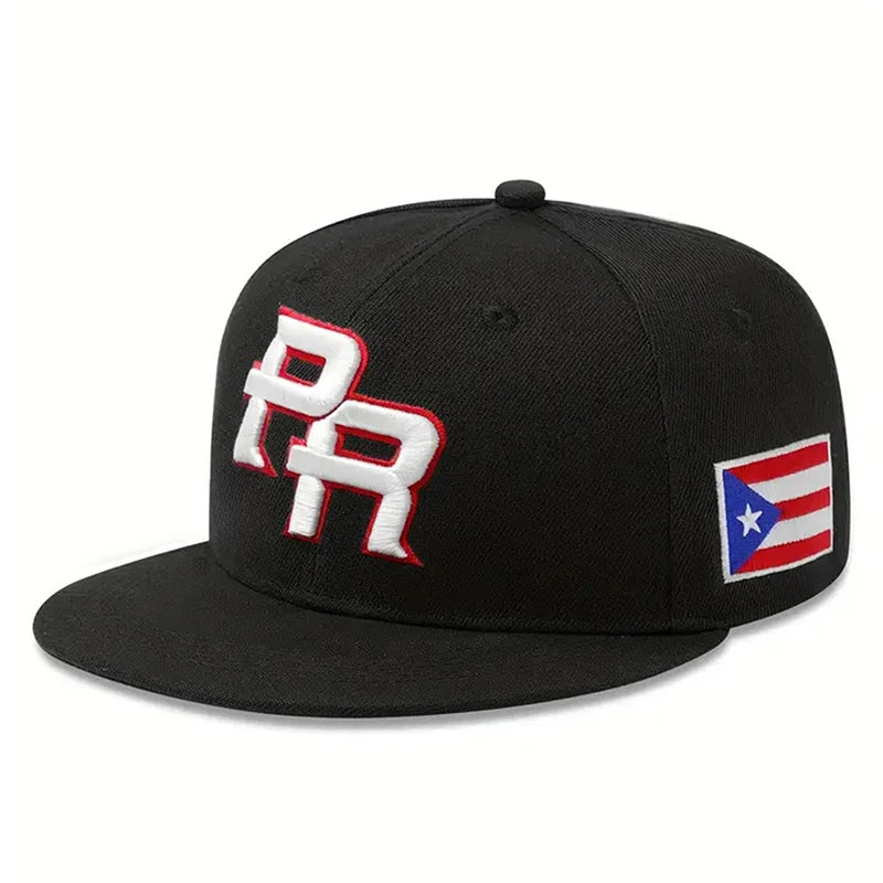PR Side Flag Embroidered Flat Snapback Cap