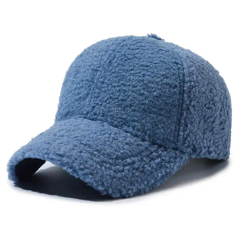 Big Head Lamb Wool Warm Baseball Cap