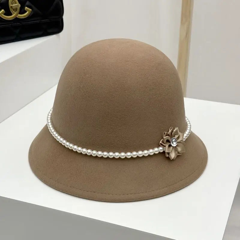 Pearl Embellished French Vintage Bucket Hat