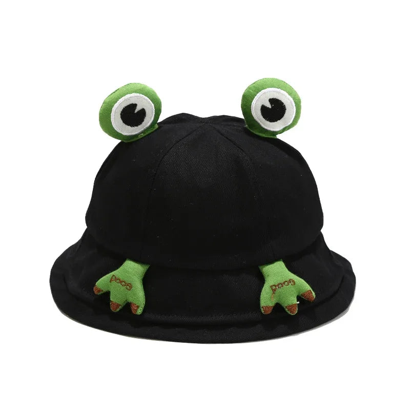 Kids Cartoon Frog Bucket Hat with Ears