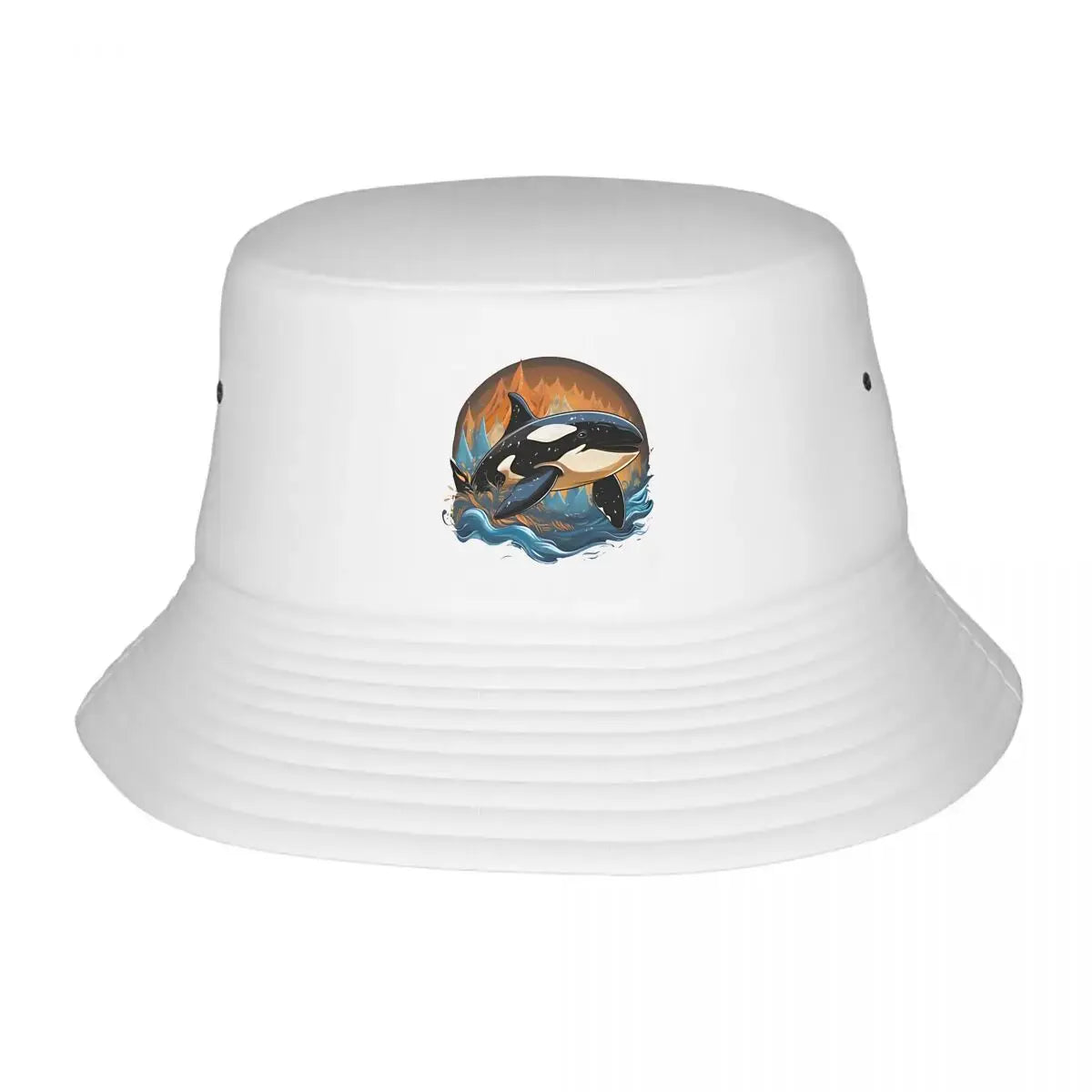 Vintage Orca Ocean Circle Art Bucket Hat