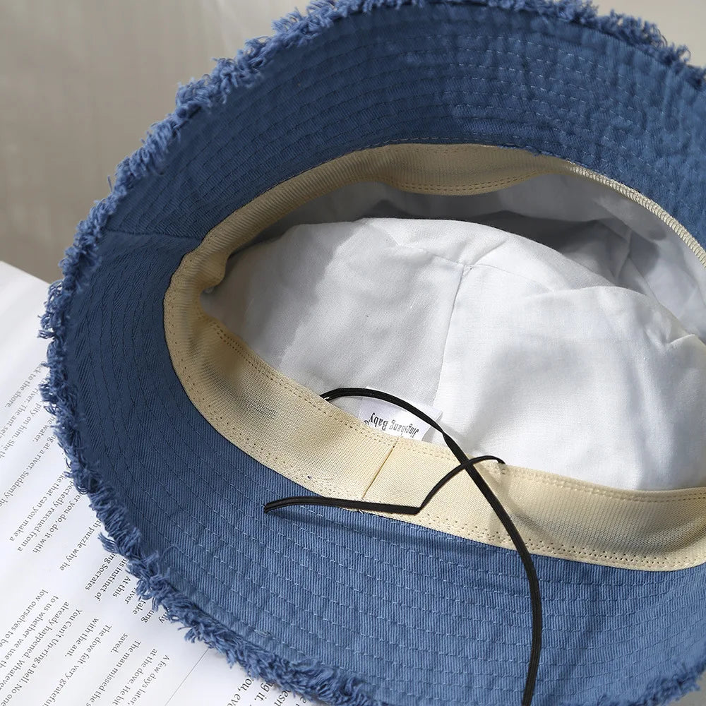 Bucket Hat Women Spring Summer Cloth Tassel Brim