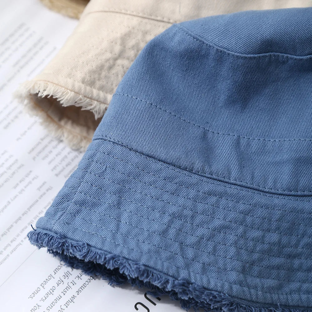 Bucket Hat Women Spring Summer Cloth Tassel Brim