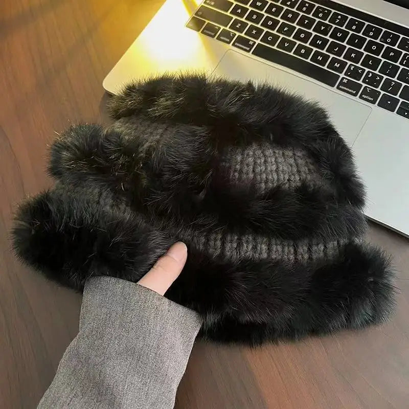 Faux Mink Plush Winter Korean Bucket Hat