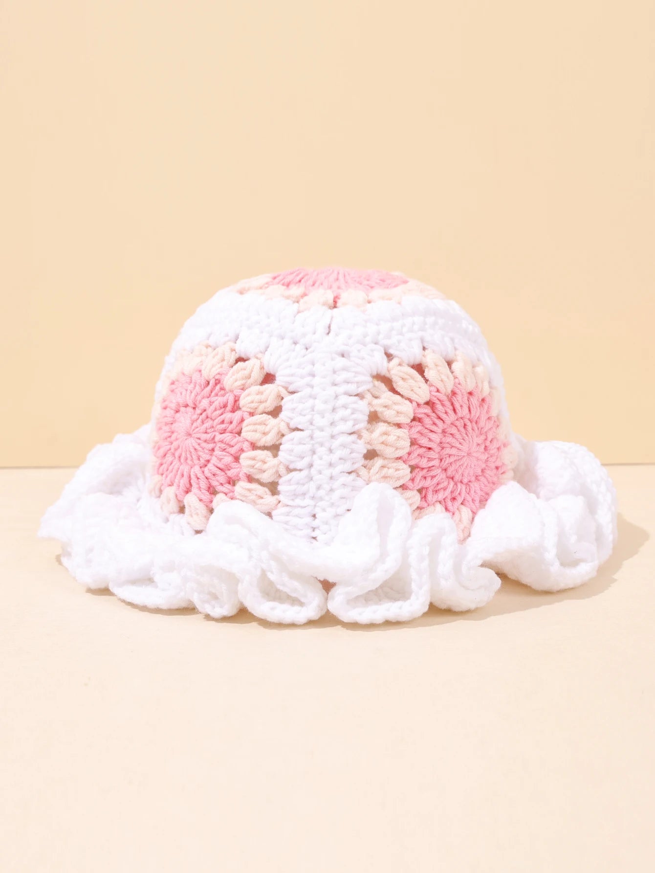 Vintage Spliced Crochet Winter Bucket Hat