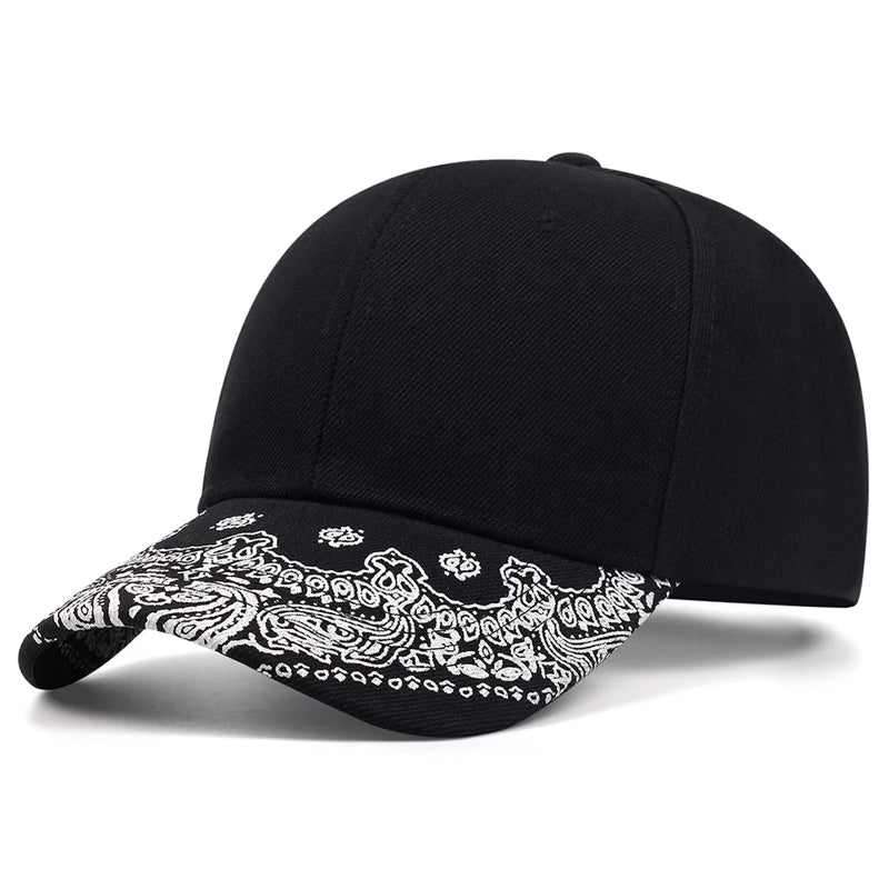 Unisex Paisley Printed Flat Brim Baseball Cap